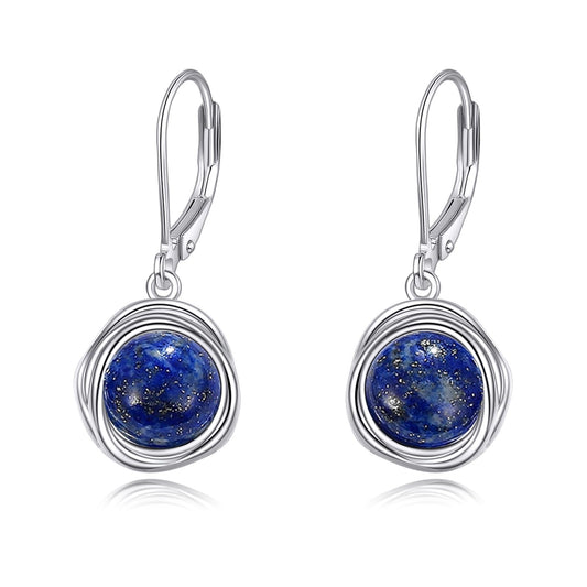 POPLYKE Lapis lazuli Earrings Dangle for Women 925 Sterling Silver Leverback Earrings for Women Lapis lazuli Jewelry Gifts Birthday