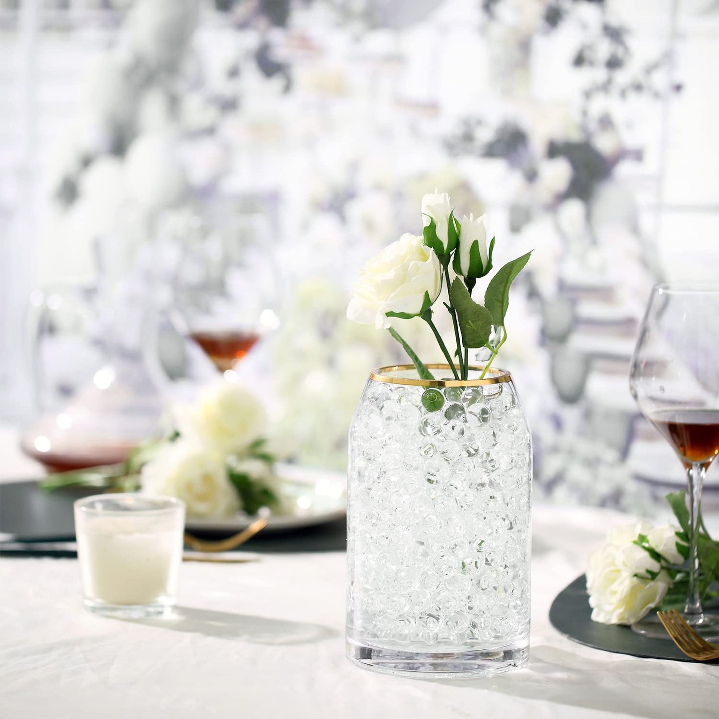NOTCHIS 100,000 Clear Water Gel Beads for Vases, Transparent Water Gel Beads for Vase Filler, Candles, Wedding Centerpiece Floral Decorations