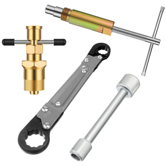 Lanties 4 Pcs Angle Stop Wrench Kit Plumbing Tool, Olive Ring Removal Tool with Diameter of 1/2", 3/4", Compression Sleeve Puller for 1/2" Compression Fitting, Install Angle Stop Nut (Olive,Grey)