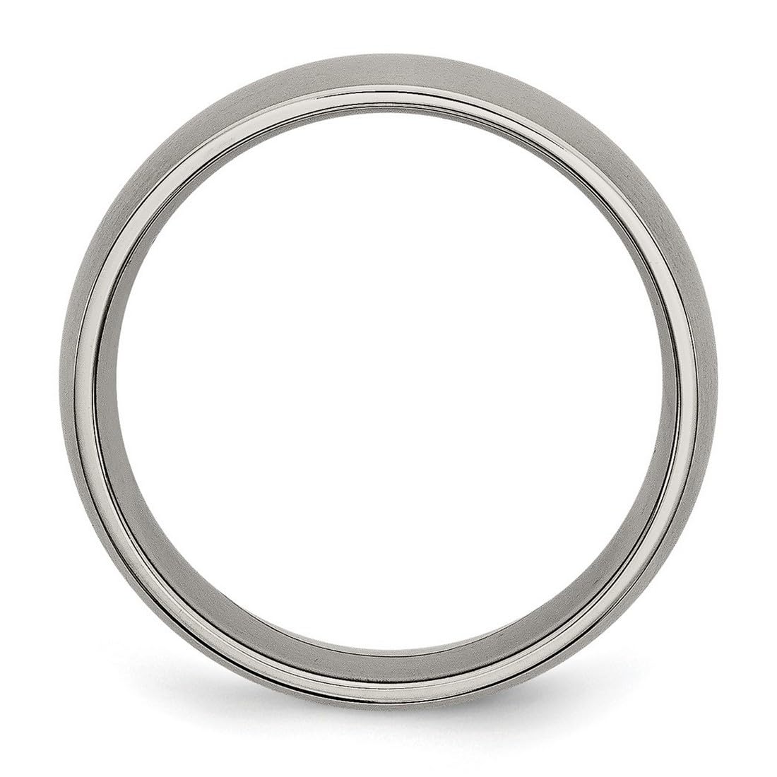 JewelryWeb Titanium Half Round 7mm Brushed Band Ring Size 14 Ring for Women and Men