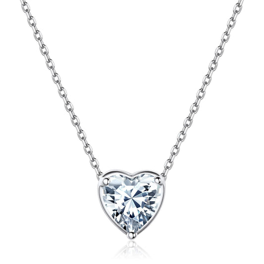 ChicSilver 925 Sterling Silver Heart Choker Necklace Small Dainty Diamond CZ Cubiz Zirconia April Birthstone Pendant Necklace Personalized Jewelry for Women Mom Gifts for Mothers Day