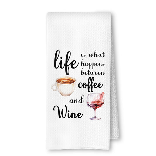 ArtisaEura Funny Coffee and Wine Kitchen Towels, Gifts for Wine Lovers Dish Tea Bar Towels for Kitchen Bar Cart Decor, Gifts for Coffee Lovers Decorative Hand Towels, 16x24 Inches