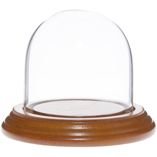 Plymor 3" x 3" Glass Display Dome Cloche (Oak Veneer Base)