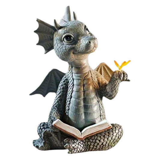 YWHWXB Garden Dragon Resin Sculpture,Lovely Outdoor Sculpture Ornaments,Garden Dragon Decor Statue for Home Patio Courtyard Lawn Decoration