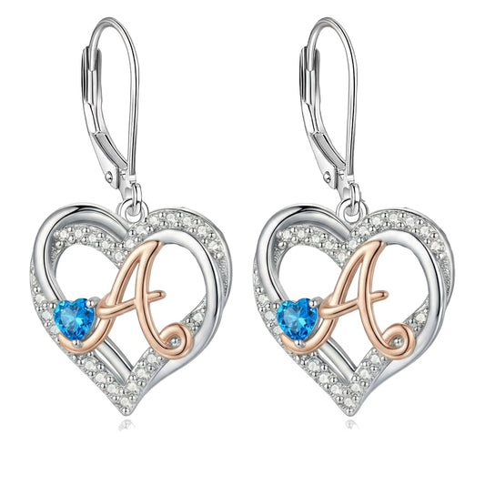 ZPMMPZ Initial Birthstone Earrings Intial Letter Dangle Drop Earrings Birthstone Jewelry Gifts for Women B & January