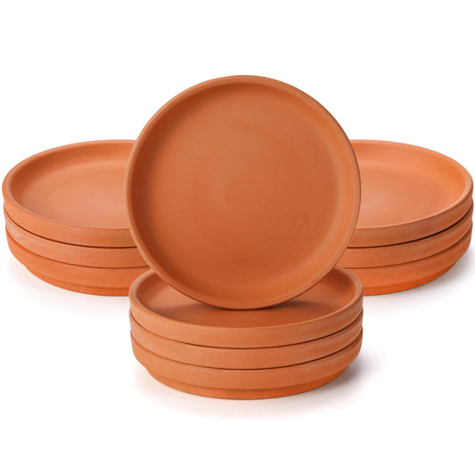 Suwimut 10 Pack Terracotta Pot Plant Saucer, 6 Inch Round Terra Cotta Planter Saucers for 5 Inch 5.5 Inch 6 Inch Flower Pot with Drainage Hole, Small Clay Planter Drip Trays for Indoor, Outdoor Plants
