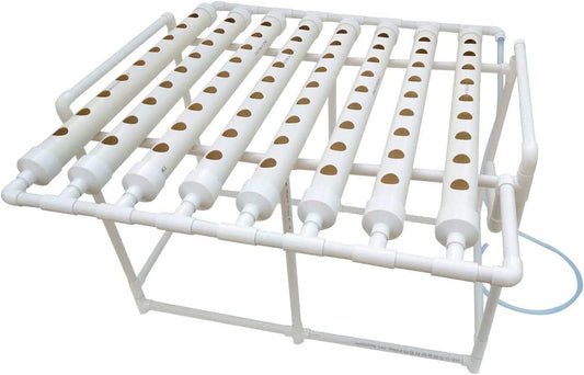 INTBUYING Hydroponics Growing System 72 Holes 8 Pipes 1 Layer Plant Site Grow Kit Hydroponic Gardening System with 110V Water Pump, Nest Basket, Sponge for Leafy Vegetables
