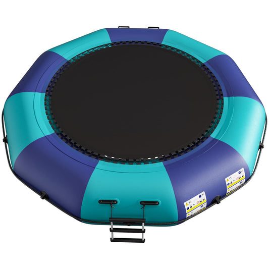 10FT Inflatable Water Trampoline, Recreational Water Bouncer, Adults Youth Floating Rebounder with 4-Step Ladder, Portable Bounce Swim Platform for Pool, Lake, Water Sports