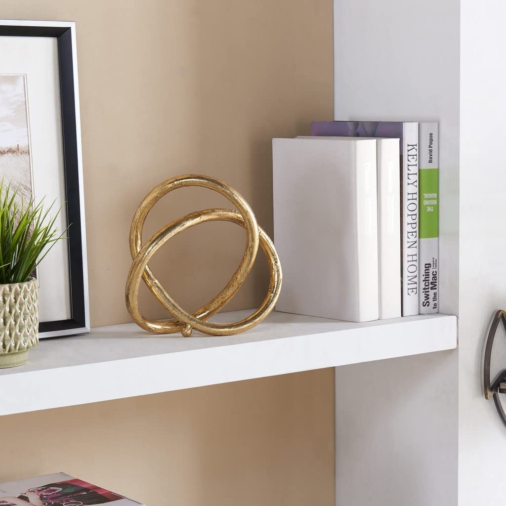 Danya B. Gold Eternal Loop Metal Art Abstract Sculpture. This Unique Accent Piece Symbolizes an Unending Cycle of Life. Perfect for Wedding, Anniversary, Home or Office Decor