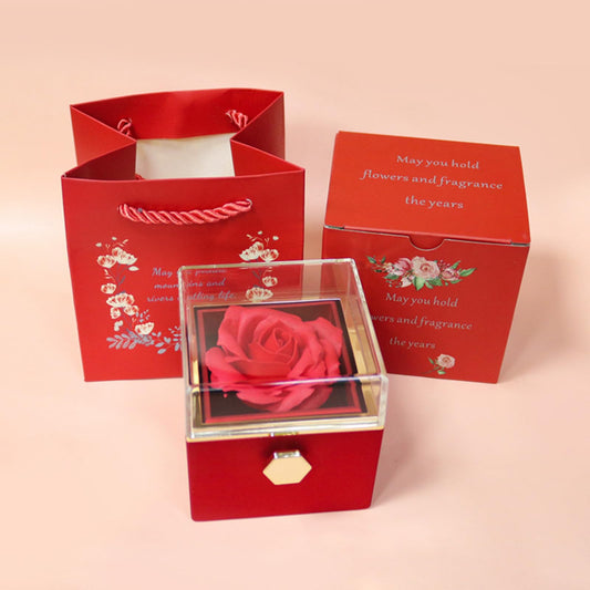 JYCMMFC Romantic Gifts for Her Rose Ring Box Jewelry Box Artificial Flowers Eternal Rose Box Anniversary Wedding Valentines Day Christmas Birthday Thanksgiving Gifts for Mom Wife Girlfriend Women