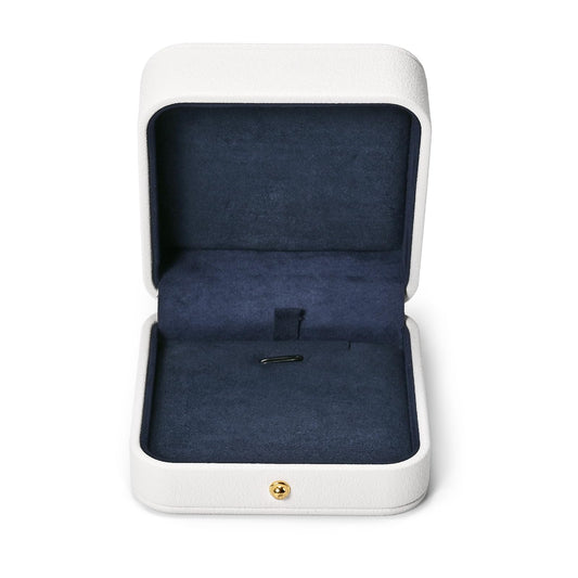 Woodten Blue Velvet Interior Jewelry Gift Box for Necklace & Pendant - Premium PU Leather Jewelry Necklace Elegant White Jewelry Box for Gift