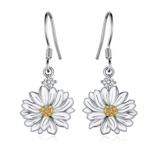 Daisy Earrings 925 Sterling Silver Flower Earrings Daisy Jewelry Gifts for Women
