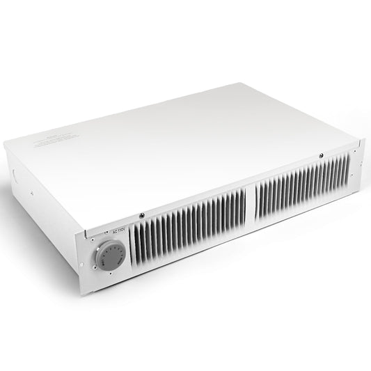 112 Electric Kickspace Toe Kick Heater with Thermostat, 1500W 240V/750W 120V, Fan-Forced Instant Heat, 150 sq. ft., Compact Built-In Design for Kitchen Cabinet Laundry Room, White