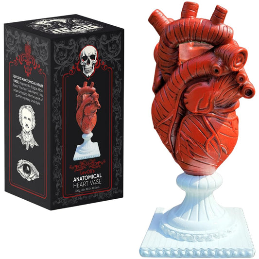 LevOli Gothic Anatomical Heart Vase - Valentines Creepy Large Human Heart Shaped Flower Planter - Horror Lovers Halloween Themed Gifts for Adult Women - Edgar Allan Poe Spooky Decor Weird Oddities