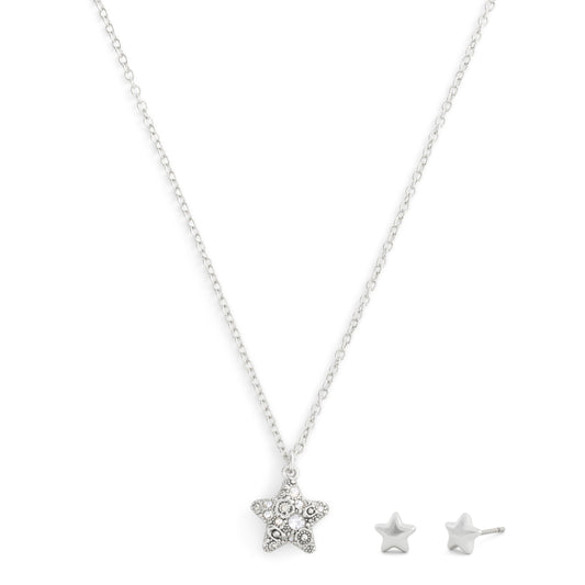 COACH Jewelry Women's Signature C Pavé Star Necklace & Earrings Jewelry Set