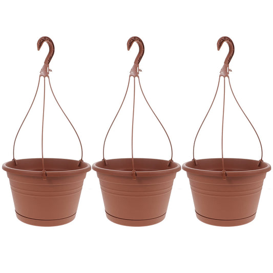GANAZONO 3pcs Hanging Planters Durable Plastic Hanging Flower Pots with Hooks for Home Balcony Garden Decor