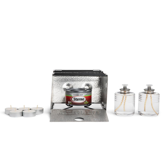 Sterno Emergency Preparedness Kit – Portable Stove, Liquid Wax Candles, Tealights – Supplies for Indoor & Outdoor Cooking & Lighting for Power Outages, Camping & Disasters