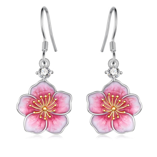Cherry Blossom Earrings 925 Sterling Silver Flower Earrings Sakura Jewelry Gifts for Women