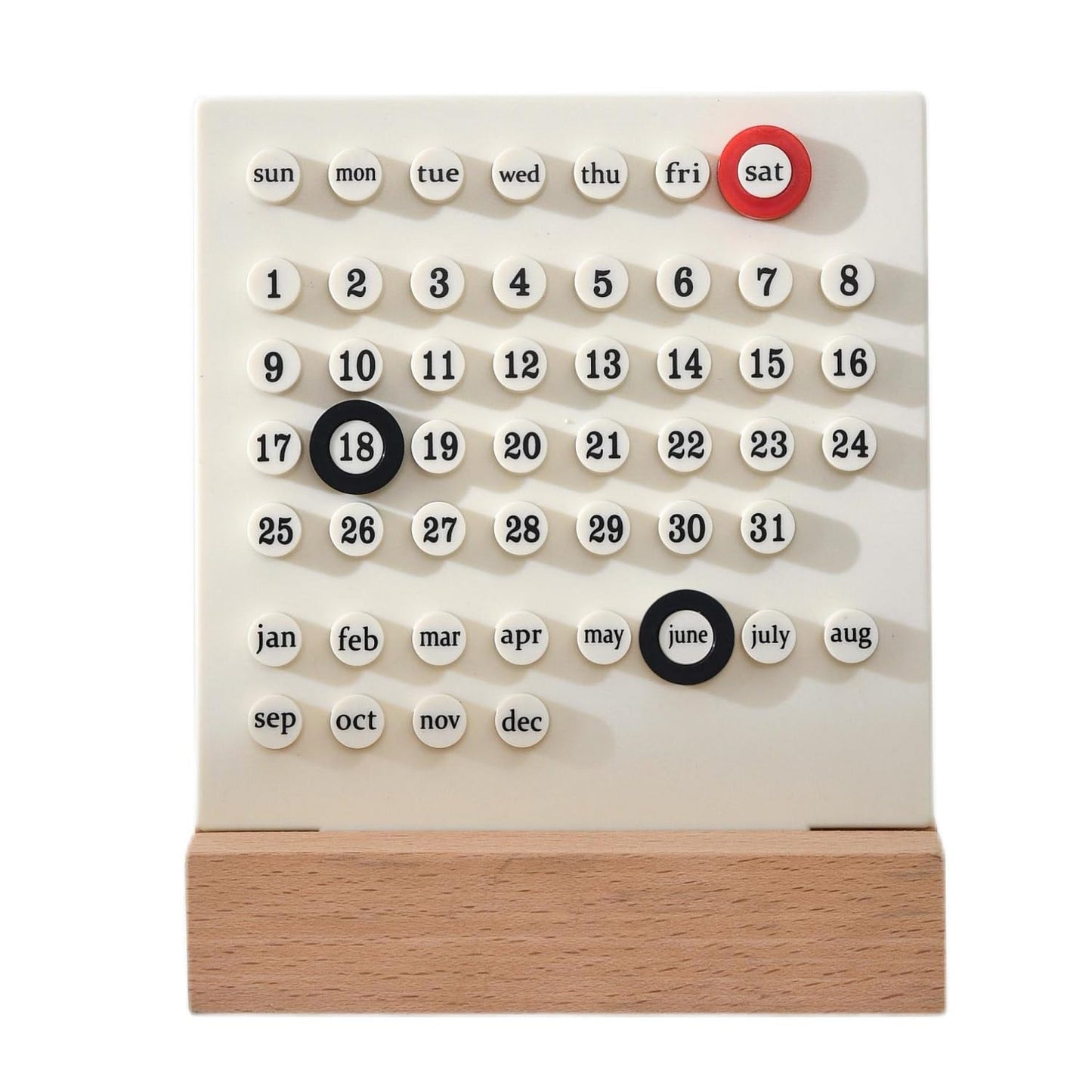 MEMORY FISH Wooden Desk Calendar Perpetual Calendar Retro Home Unique Gifts,Month Date Display, Desk Decorations for Office, Desk Accessories Aesthetic, Cute Desk Decor(Creamy white)
