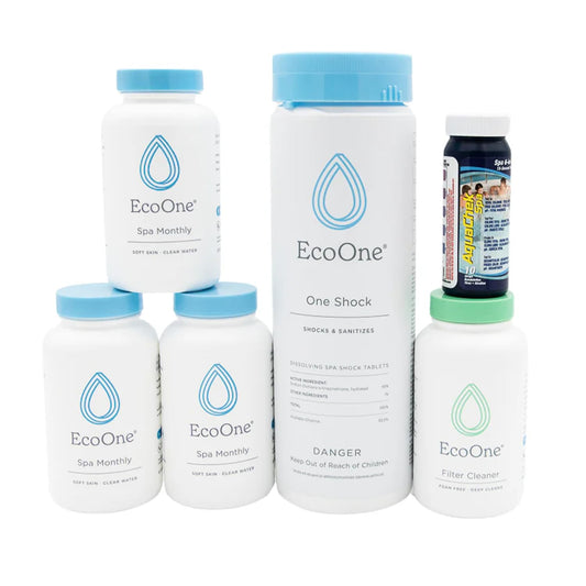 EcoOne Hot Tub Chemical Maintenance & Supply Kit | Spa Shock, Conditioner & Purification Kit | Contains Oneshock Chlorine Granular, SPA Monthly Conditioner & Filter Cleanser | 3 Month Supply