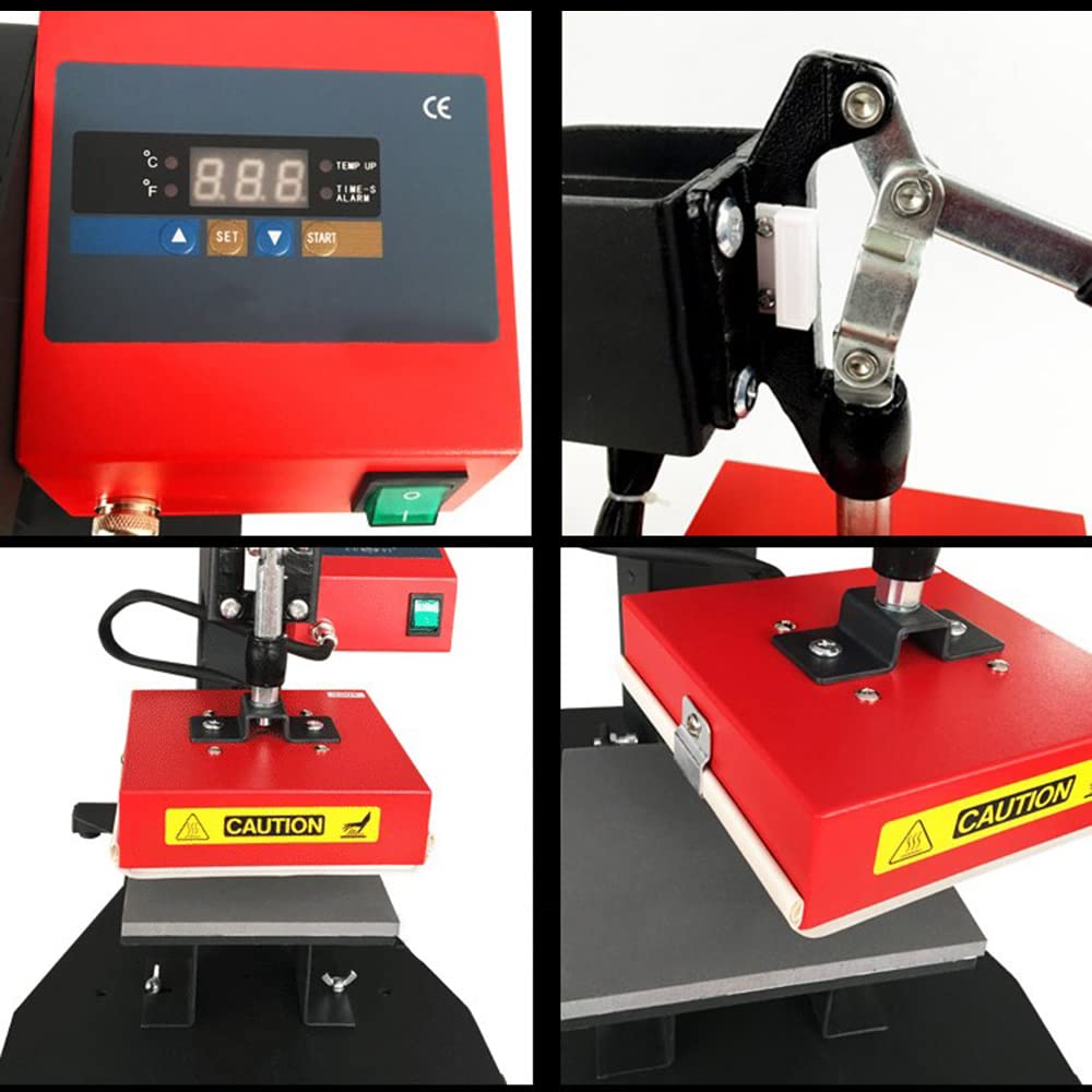 Erhdexzhg Electric Hot Press Machine,Temperature and Time Adjustable Heat Press Transfer Machine,Upper Rotational Multifunction Heat Press Machine for Commercial or Home DIY Various T Shirts