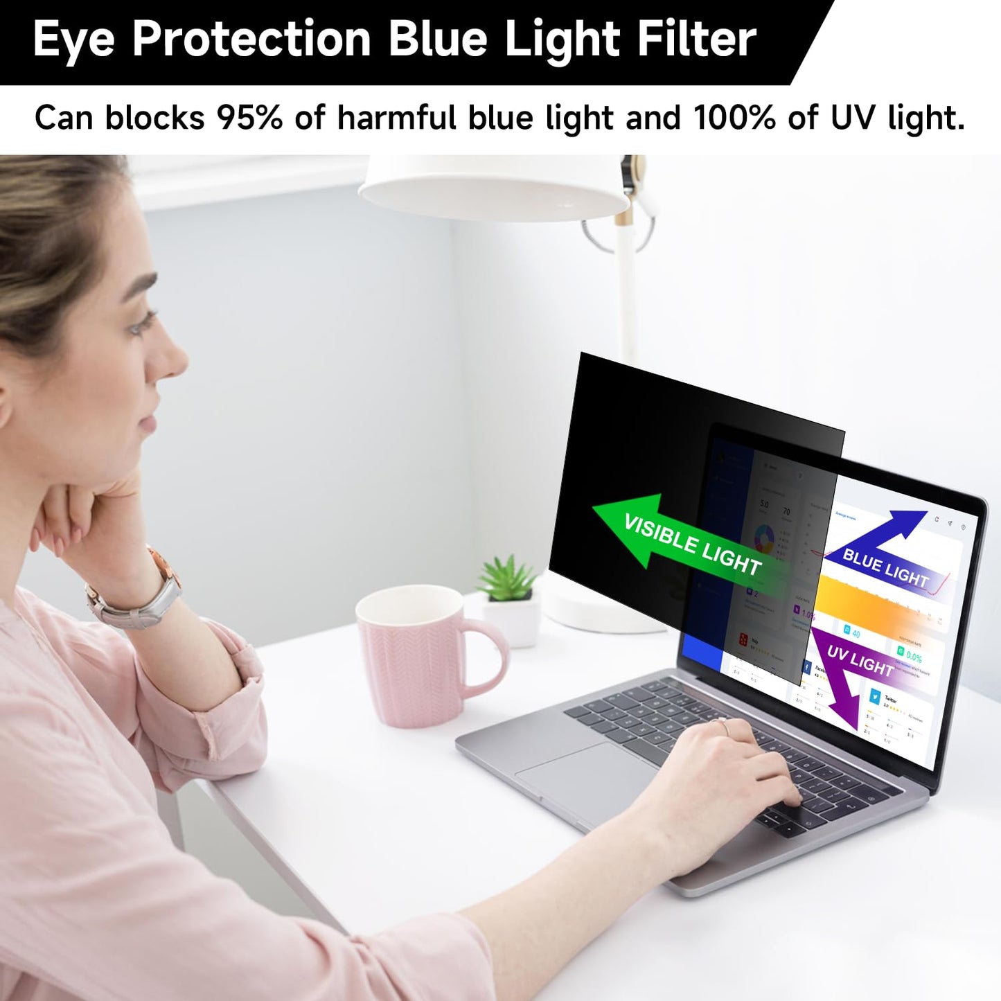 14 Inch 1920x1200 (16:10) Aspect Ratio Laptop Privacy Screen Filter, Anti Blue Light Glare & Anti Scratch Computer Privacy Shield, Not for 14" with 1920x1080P Laptops