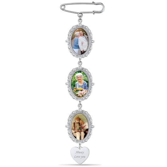 Custom4U Wedding Bouquet Charms with Picture Custom Memorial Photo Pins