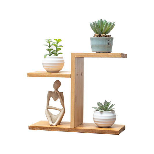 QruiLanTu Mini Desktop Plant Stand Indoor Multi-Layer Window Sill Flower Stand Bamboo Succulent Window Sill Stand Bracket For Home , Office, Living Room, Bedroom Plant Display(Three-Layer)
