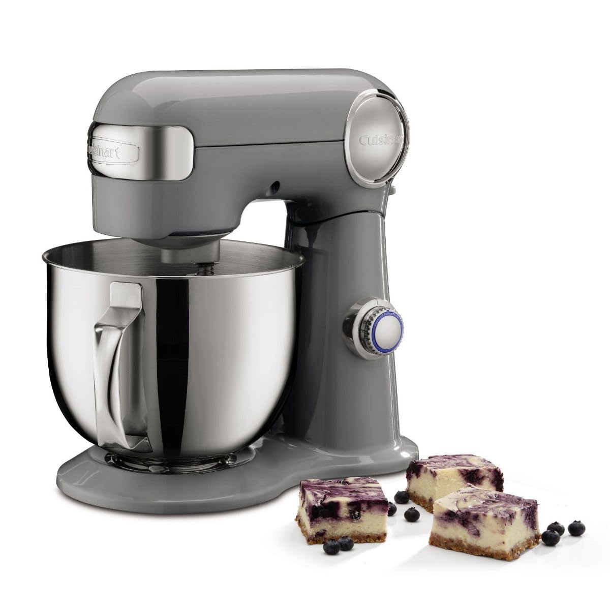 Cuisinart SM-50GR Precision Master 5.5-Quart 12-Speed Stand Mixer with Mixing Bowl, Chef's Whisk, Flat Mixing Paddle, Dough Hook, and Splash Guard with Pour Spout, Dove Gray