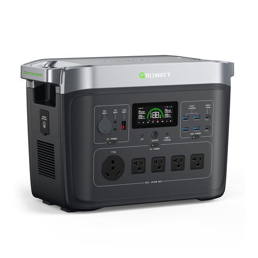 GROWATT INFINITY 2000 Pro Portable Power Station, 2048Wh LiFePO4 Battery, 2400W AC Output Electric Generator, Solar Generator for Home Backup, Camping, RVs, EPS Emergency (Solar Panel Compatible)