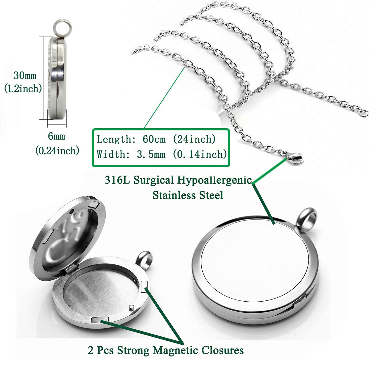 Popeoiuh Essential Oil Diffuser Necklace - Aromatherapy Stainless Steel Spider Pattern Locket Pendant Jewelry Set for Birthday Christmas Halloween Women Men Teen