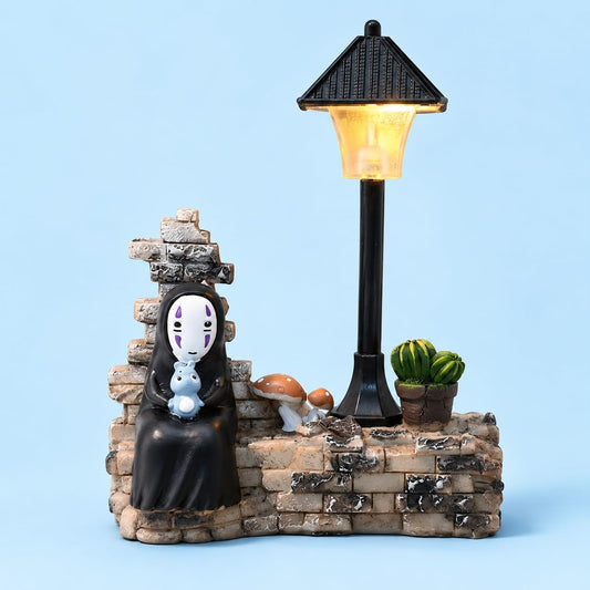 No Face Lamp, No Face Night Light Battery Operated Resin Mini Lamp, Warm White Decorative Desk Light for Bedroom, Bookshelf, Home Decor, Gift for Anime Fans