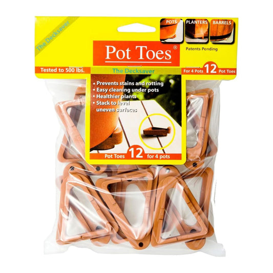 Bosmere Pot Toes, Plant Pot Risers for Indoor and Outdoor, Prevent Stains and Rotting on Wood, Cement, and Tile - Terra Cotta (Pack of 12)