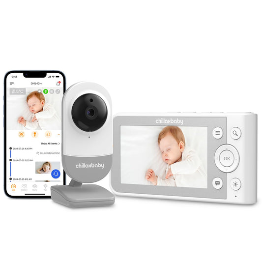 CHILLAX Daily Video Baby Monitor - WiFi Smart Baby Monitor with Camera & Parent Unit,App Support,HD Camera, Privacy Protection WiFi ON/Off Switch, 2-Way Audio,Night Vision,Auto Dimming LED
