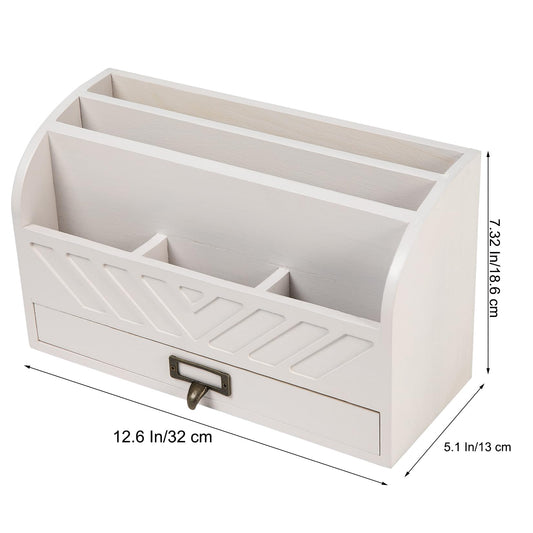 VERGOODR Solid Wooden Desk Drawer Organizer Desktop File Sorter,Desktop Mail Organizer with Handle For Office Supplies,Office Desk Accessories & Workspace Organizers for Home Organization (white)