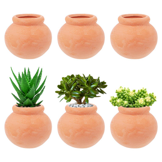 Yardwe Mini Terracotta Flower Pots, 6-Pack Small Clay Succulent Planters for Indoor Plants Desktop Garden Decor 3.2X2.2X2.2 Inches