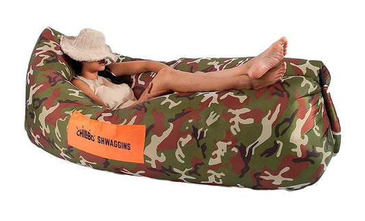 Chillbo Shwaggins Inflatable Couch – Cool Inflatable Chair Easy Setup is Ideal for Hiking Gear, Beach Chair and Music Festivals or Dad Gifts