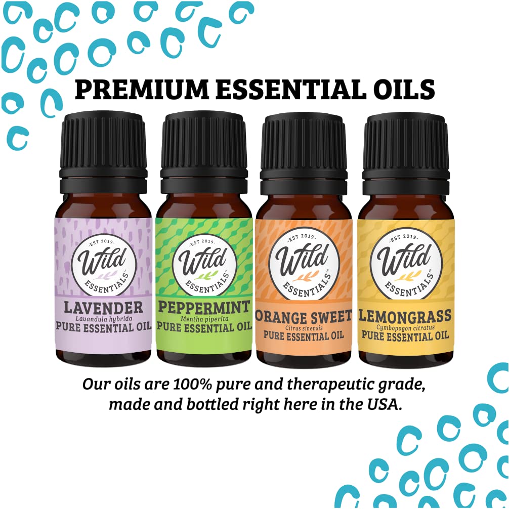 Wild Essentials Wrought Iron Necklace Essential Oil Diffuser Kit With Lavender, Lemongrass, Peppermint, Orange Oils, 12 Refill Pads, Calming Aromatherapy Gift Set, Customizable Color Changing, Perfume