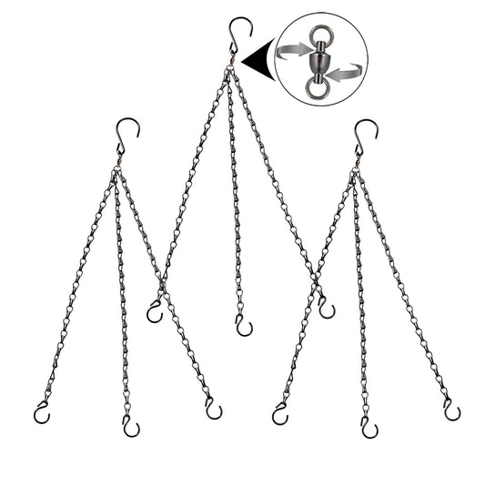 Heybe Update 360 Degree Swivel Hanging Basket Chains,3 Point 20 Inches Hanging Plant Chain and Hook, Black Plant Hangers, Pack of 3 (3 Point)