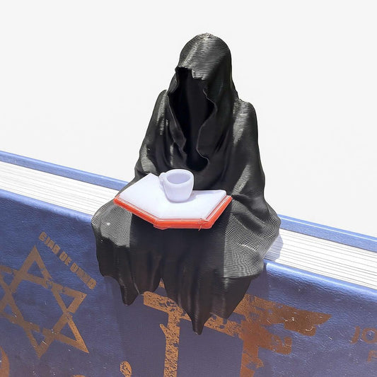 Grim Reaper Mini Figurine – Funny Halloween Decor for Coffee Fans – Gothic Desk Statue – 3D Printed Dark Humor Collectible for Office or Shelf