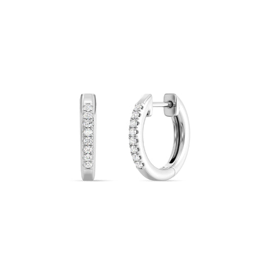 Gilded 1/10 Carat Total Weight Lab-Grown Diamond Hoop Earrings for Women in Sterling Silver | Round Shaped Hoops | Hypoallergenic Fine Jewelry | Hinged Closure | SI1 Clarity, F Color