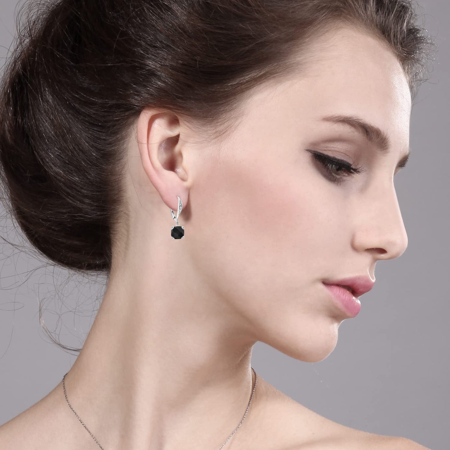 Gem Stone King Drop Dangle Earrings For Women | 7MM Cushion Cut Gemstone Birthstone and White Diamond | 925 Sterling Silver | Fine Jewelry Gifts for Mom Wife Women Her