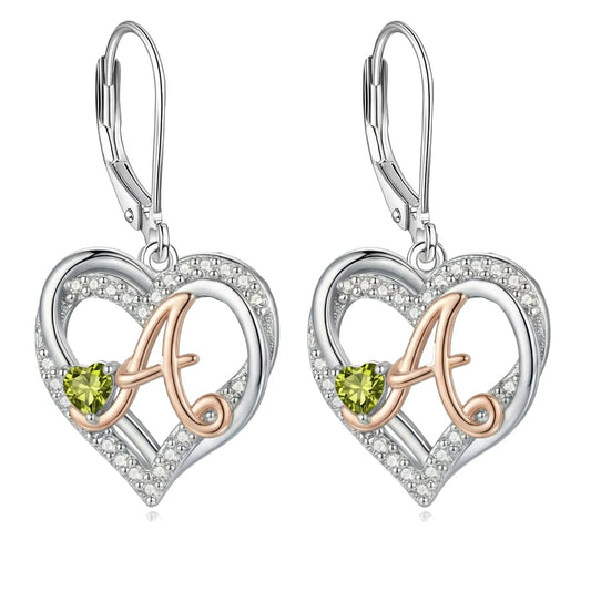 ZPMMPZ Initial Birthstone Earrings Intial Letter Dangle Drop Earrings Birthstone Jewelry Gifts for Women A & September