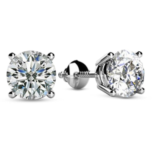 1 Carat 18K White Gold IGI Certified LAB GROWN Round Cut Diamond Stud Earrings for Women 4 Prong Screw Back for her MADE IN USA (E-F Color, VS1-VS2 Clarity)