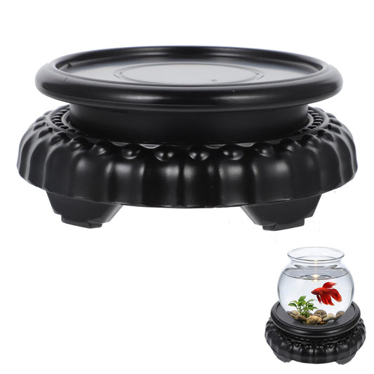 Rotating Wooden Display Stand: Round Bamboo Wood Plastic Vase Stand for Fish Tank & Bonsai - Chinese Style Pedestal Base for Teapot, Plant Pot & Oriental Decor - Wood Composite Riser - 5.1" Diameter