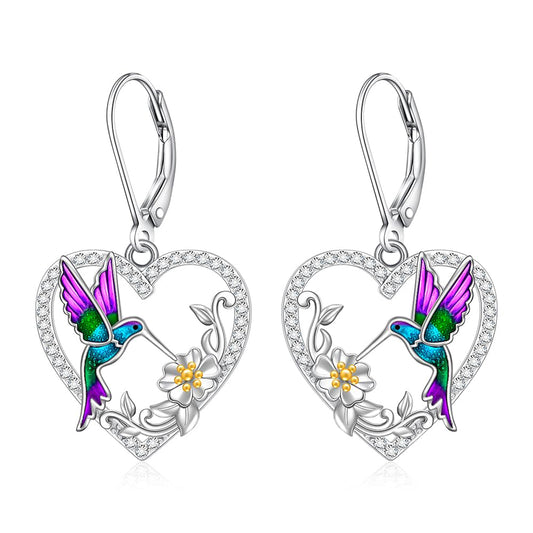 Hummingbird Earrings for Women Sterling Silver Hummingbird Earrings Dangle Jewelry Gifts Memorial Birthday Gifts