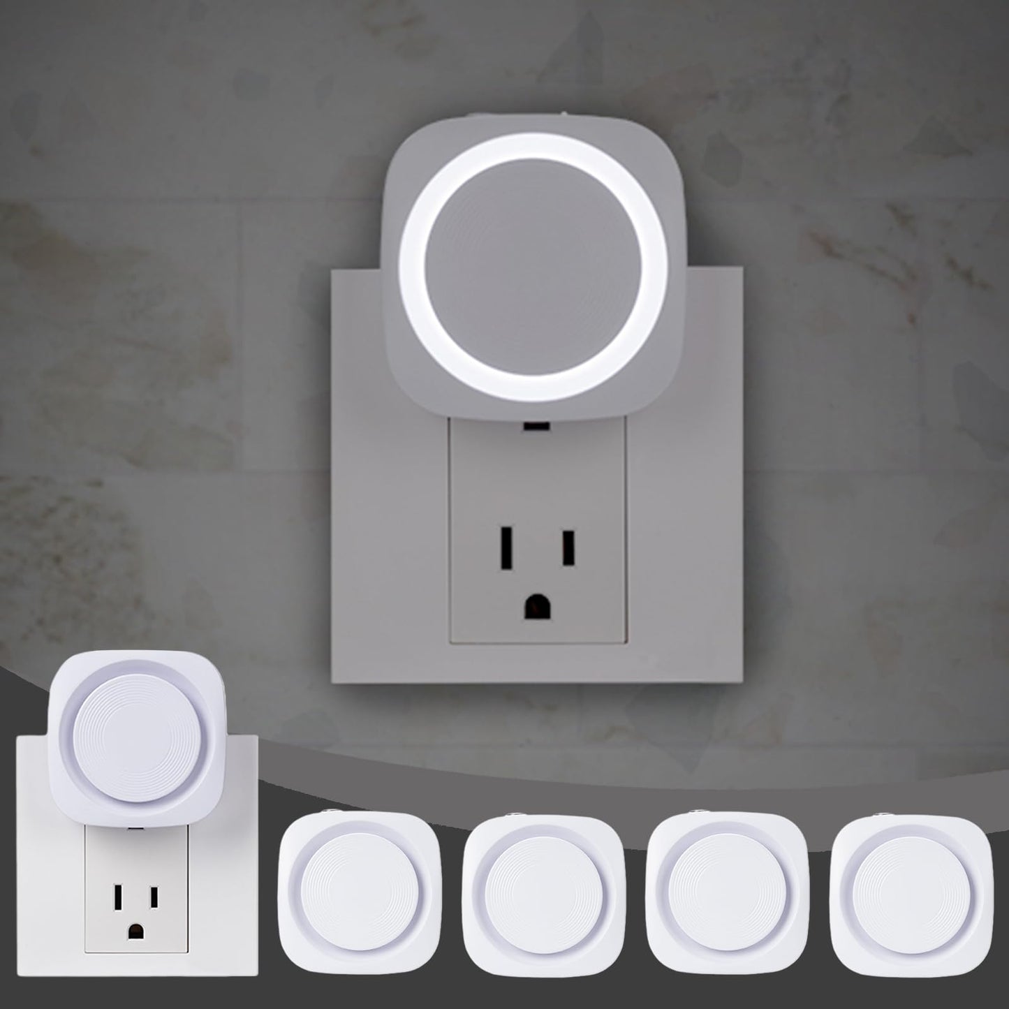 White Night Lights Plug in to Wall,4 Packs Dimmable Night Light with Auto Dusk to Dawn Sensor,Soft Glow Night Light for Bathroom, Bedroom,Hallway, Stairs, Kitchen,White