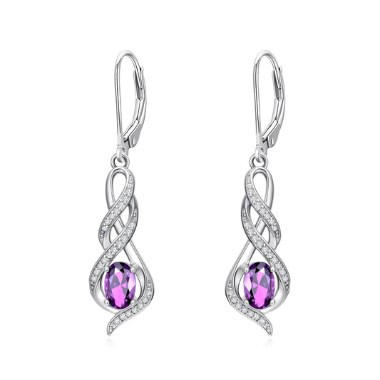 POIUY Birthday Gifts for Women Alexandrite June Birthstone Infinity Leverback Dangle Earrings Hypoallergenic Drop Earrings Love Jewelry Anniversary Christmas Wedding Gift for Mom Wife Sister Daughter Girlfriend