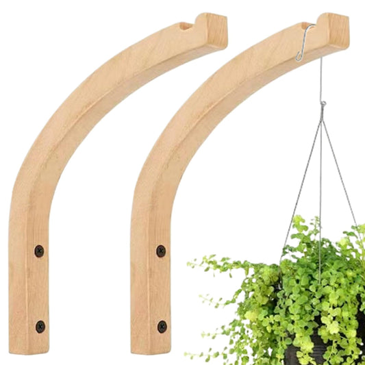 Jorzer 2PCS Plant Hooks for Wall, 8 Inch Wooden Plant Wall Hanger, Mounted Hanging Hook for, Lanterns, Flower Bracket, Wind Chimes