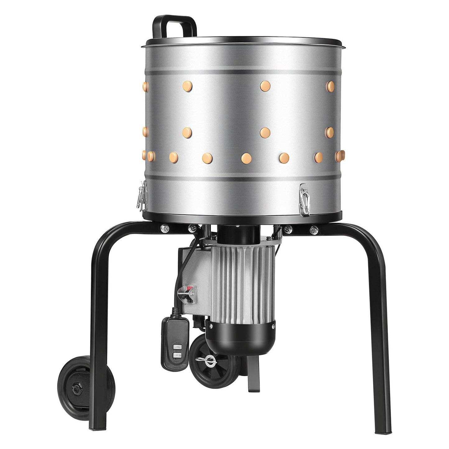 VEVOR Chicken Plucker Machine, 15.7 in Drum, 550W & 275RPM Electric Chicken Plucking Machine with 114 Soft Fingers & Transport Wheels, Stainless Steel Feather Remover for Processing 1-2 Chicks Once